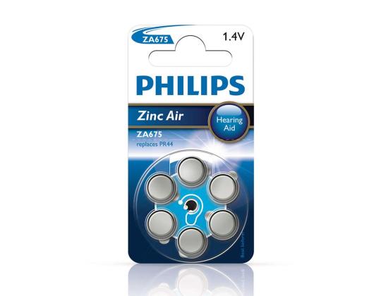 6 x paristot Philips ZA675 1,4 V sinkkiilma (PR44)