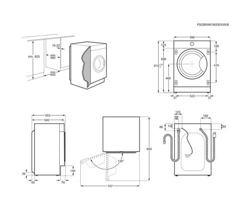 Integroitu pesukone-kuivausrumpu ELECTROLUX (8 kg / 4 kg)