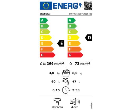 Integroitu pesukone-kuivausrumpu ELECTROLUX (8 kg / 4 kg)