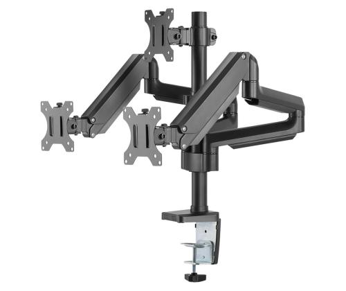 Deltaco Triple Gas Spring, 17''-27'', 7 kg, 3 monitoria, musta - Monitoripöydän kiinnikkeet