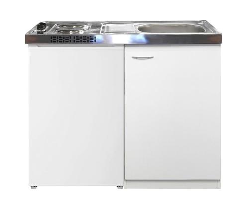 MKZ100, jääkaappi + pesuallas + tiskiallas + keittotaso, valkoinen/harmaa - Mini Kitchen