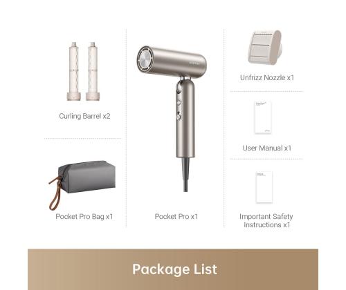 Dreame Pocket Pro, Titanium Gold, 1300 W, kultainen - Hiustenkuivaaja - Hiustenkuivaaja