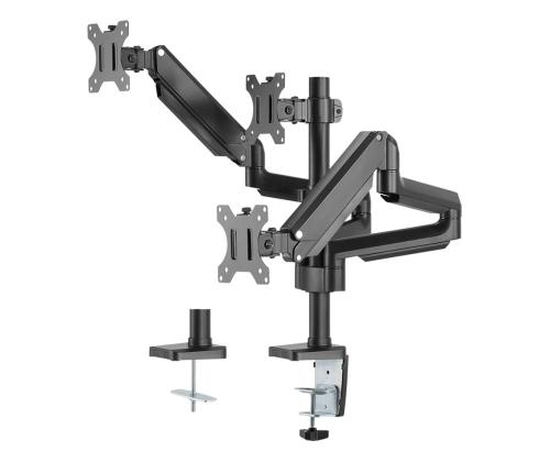 Deltaco Triple Gas Spring, 17''-27'', 7 kg, 3 monitoria, musta - Monitoripöydän kiinnikkeet