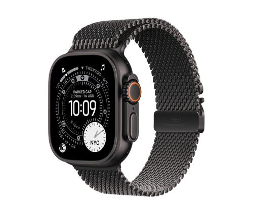 Apple Titanium Milanese Loop, 49 mm, L, musta - Kellonhihna