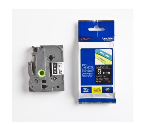 Teippi valkoinen kirjoitus mustalla pohjalla 8m x 9mm, Brother