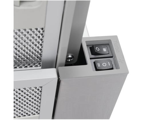 Hansa, 270 m³/h, leveys 60 cm, ruostumatonta terästä - Integroitu ilmanpuhdistin