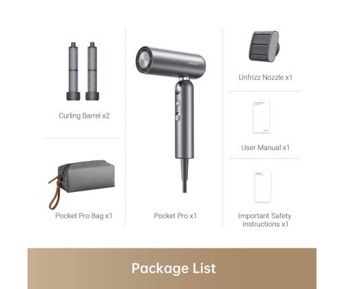 Dreame Pocket Pro, Space Grey, 1300 W, harmaa - Hiustenkuivaaja - Hiustenkuivaaja