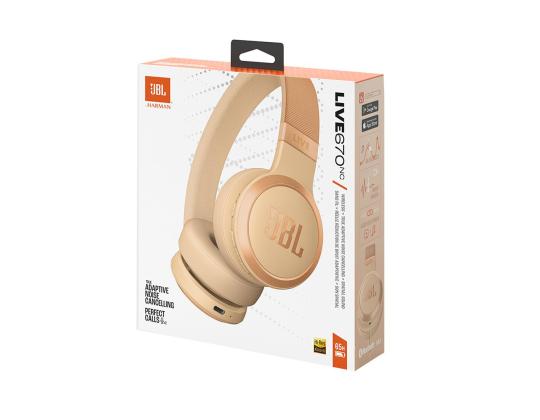 JBL Live 670NC, mukautuva melunvaimennus, beige - langattomat korvakuulokkeet