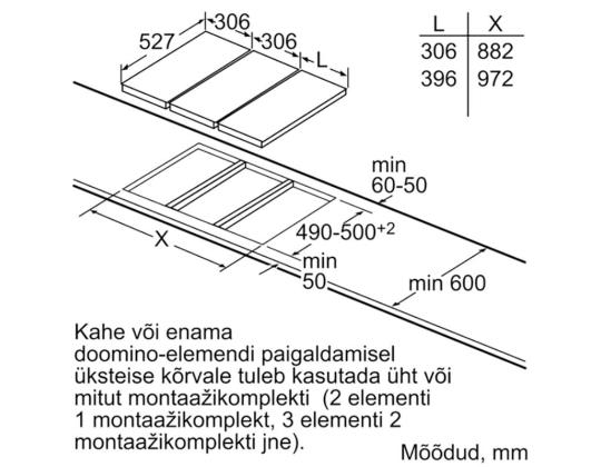 Bosch sarja 6 Domino, leveys 30,6 cm, teräsrunko, musta - Integroitu induktioliesi