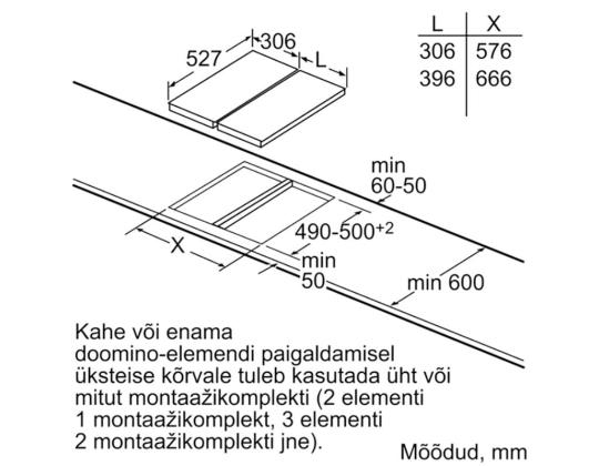 Bosch sarja 6 Domino, leveys 30,6 cm, teräsrunko, musta - Integroitu induktioliesi
