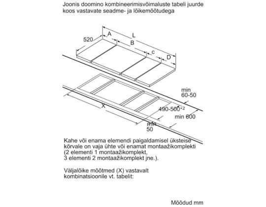 Bosch sarja 6 Domino, leveys 30,6 cm, teräsrunko, musta - Integroitu induktioliesi