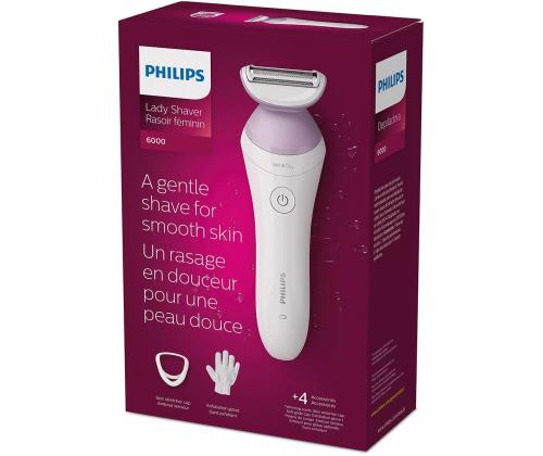 Philips Lady Shaver Series 6000, märkä- ja kuivakäyttö, valkoinen/violetti - Johdoton parranajokoneet