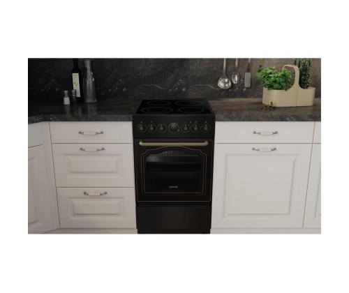 Gorenje, retro, 70 L, musta - Vapaasti seisova keraaminen liesi