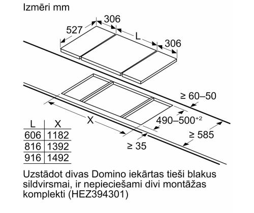 Bosch sarja 6 Domino, leveys 30,6 cm, teräsrunko, musta - Integroitu induktioliesi