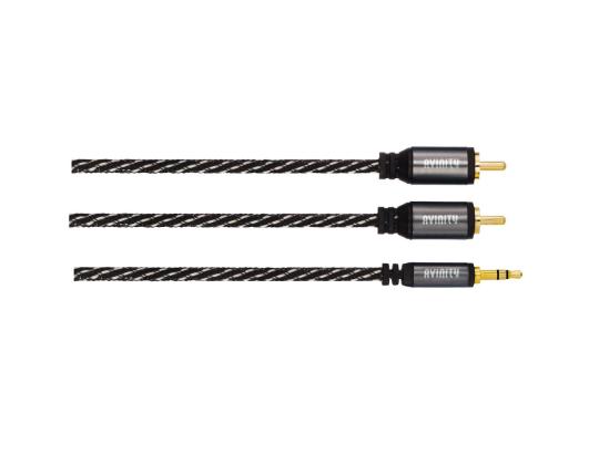 Avinity 2 RCA - 3,5 mm, 1,5 m, musta/harmaa - Audiokaapeli
