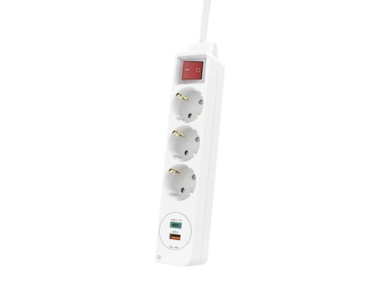 Hama Power Strip, 1,4 m, USB, valkoinen - Jatkojohto