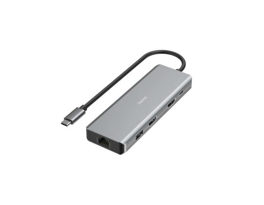 Hama CONNECT2Media, USB-C-keskitin, 9 porttia, 100 W, harmaa - kannettavan tietokoneen telakka