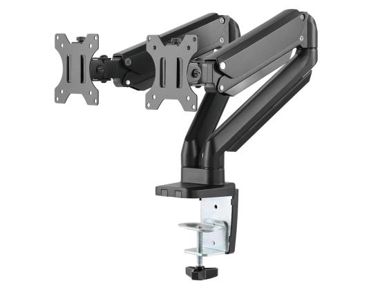 Deltaco Dual Gas Spring, 17"-32", 8 kg, 2 monitoria, must - Monitori lauakinnitus