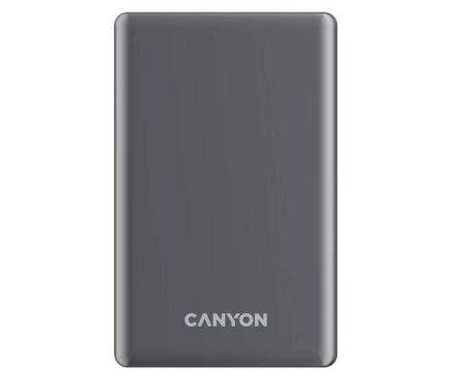 Canyon OnCharge 505 Slim Magsafe, 5000 mAh, langaton lataus, USB-C, tummanharmaa - Akkupankki