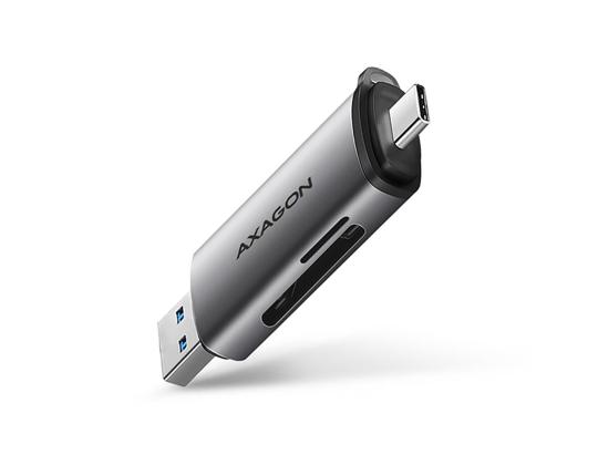 AXAGON CRE-SAC SuperSpeed USB-C / USB-A-kortinlukija, tummanharmaa - Muistikortinlukija