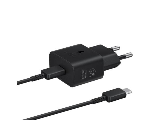 Samsung, USB-C, 25 W, musta - Virtalähde ja USB-C-kaapeli