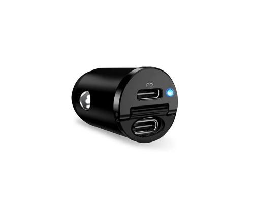 Puro Mini Autolaturi, 2x USB-C, 30W, musta - Autolaturi