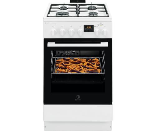 Electrolux 600 Series SteamBake, 58 L, leveys 50 cm, valkoinen - Kaasuliesi, jossa on sähköuuni