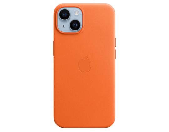 Apple iPhone 14 -nahkakotelo MagSafella, oranssi - Nahkümbris