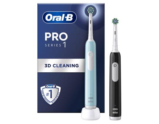 Braun Oral-B Pro Seeria 1, 2 tk, sininen/must - Elektriliste hambaharjade komplekt