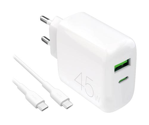 Puro Pro Lite -laturi + USB-C-kaapeli, 45 W, valkoinen - Laturi