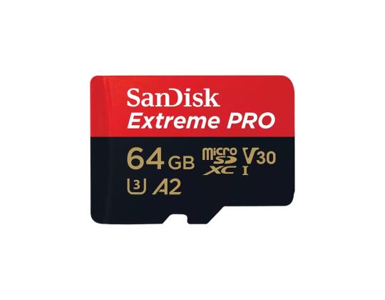SanDisk Extreme Pro, UHS-I, microSD, 64 Gt - Mälukortti ja sovitin