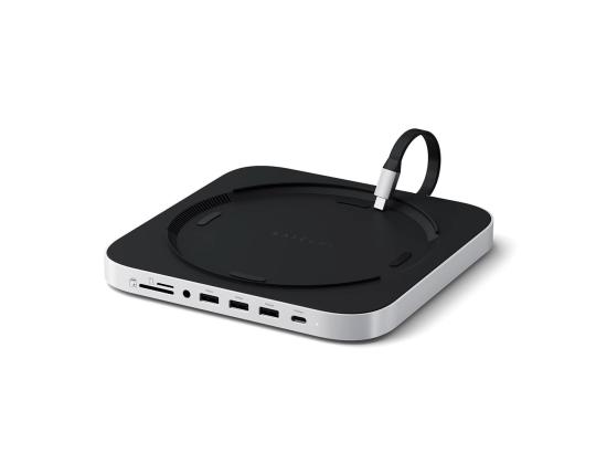 Satech Mac Mini Stand & Hub, SSD-paikka, hopea - Macin USB-keskitin