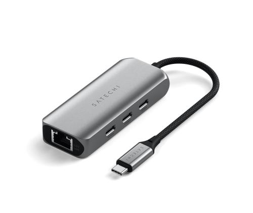 Satechi 4-in-1 USB-C-keskitin, LAN, harmaa - USB-keskitin