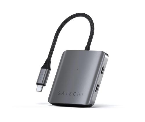 Satechi 4-porttinen USB-C-keskitin, Power Delivery, harmaa - USB-keskitin