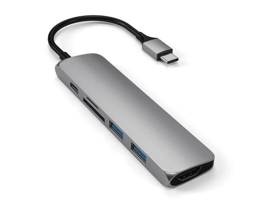 USB-C-jakaja Moniporttinen 4K + SD-lukija Satech