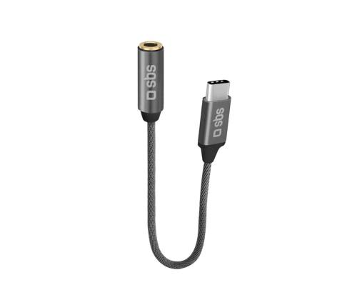 SBS, USB-C - 3,5 mm jakki, tummanharmaa - Sovitin