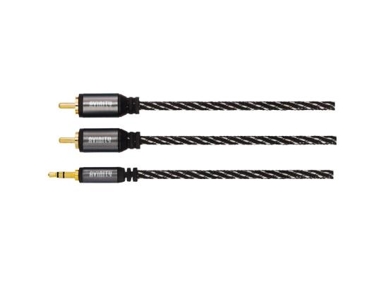 Avinity 2 RCA - 3,5 mm, 1,5 m, musta/harmaa - Audiokaapeli