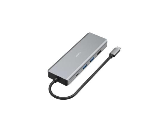 Hama CONNECT2Media, USB-C-keskitin, 9 porttia, 100 W, harmaa - kannettavan tietokoneen telakka