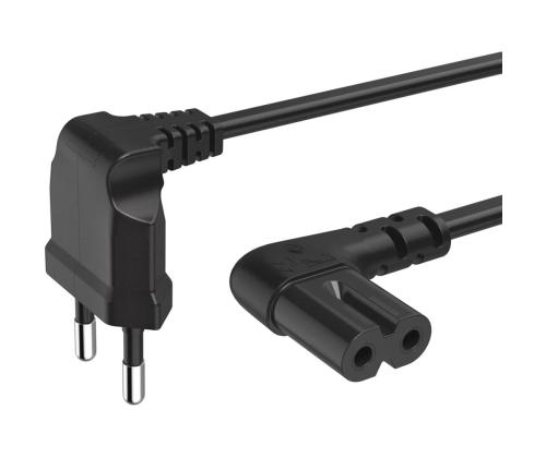 Hama Virtajohto, 2-nastainen 90°, 1,5 m, musta - Virtajohto