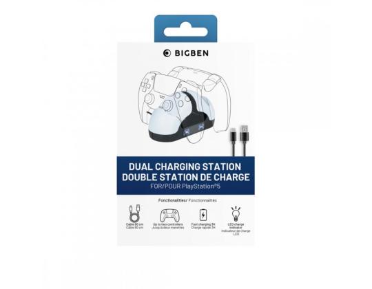 BigBen Nacon Dual Charging Station, PlayStation 5, valkoinen - Ohjaimen lataustelakka