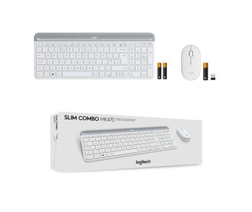 Logitech Slim Combo MK470, US, valkoinen - Langaton näppäimistö + hiiri