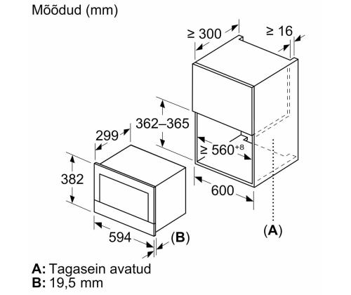 Bosch, sarja 8, musta - Integroitu mikroaaltouuni