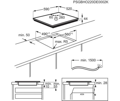 Electrolux 600 Series SaphirMatt, Hob2Hood, leveys 59 cm, kehyksetön, musta - Integroitu induktiokeittotaso