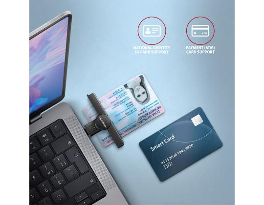 AXAGON CRE-SMPC, USB-C, musta - ID-kortinlukija