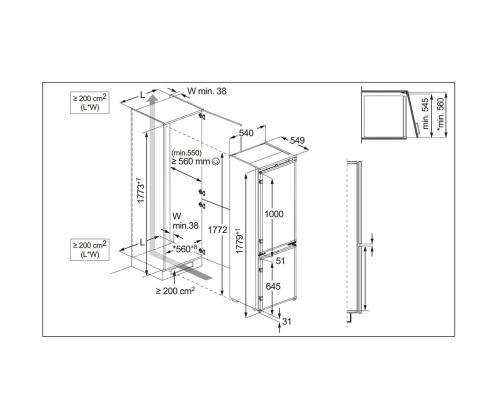 Electrolux 700 Series, No Frost, 256 L, korkeus 178 cm - Integroitu jääkaappi-pakastin