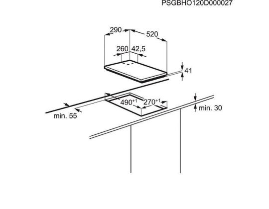Electrolux, laius 29 cm, must - Integreeritav gaasipliidiplaat