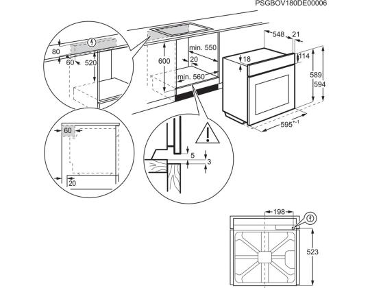 Electrolux, pyrolyyttinen puhdistus, 72 L, musta - Integroitu uuni