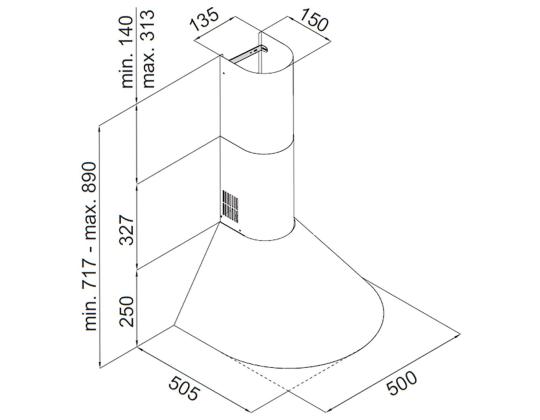 Hansa, 240 m³/h, leveys 50 cm, ruostumaton teräs - Ilmanpuhdistin