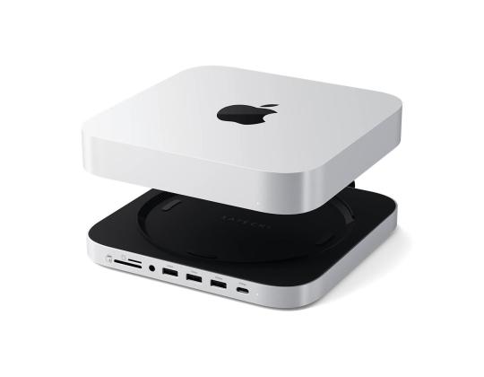 Satech Mac Mini Stand & Hub, SSD-paikka, hopea - Macin USB-keskitin