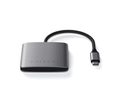 Satechi 4-porttinen USB-C-keskitin, Power Delivery, harmaa - USB-keskitin